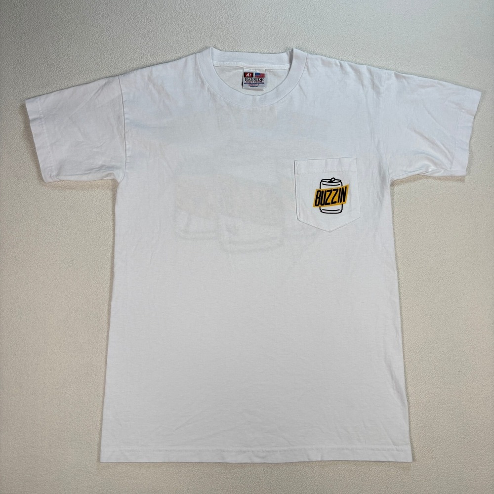 Bayside Heavyweight Beer Buzz T-Shirt Men's M White Preshrunk Cotton Made in USA